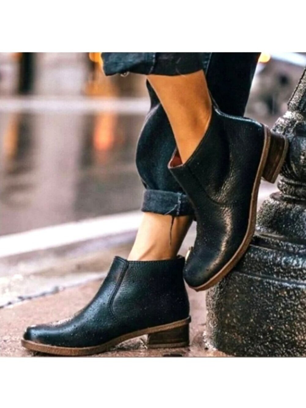 Dansko Becki Pebbled Leather Waterproof Ankle Boots Womens 7.5-8 Black Back Zipp